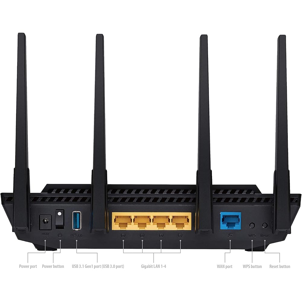 ASUS RT-AX3000 Ultra-Fast Dual Band Gigabit Wireless Router - Next Gen WiFi 6, Adaptive QoS, and AiProtection by Trend Micro | 1x WAN, 4x 1G LAN, 1x USB 3.0 - AiMesh Compatible
