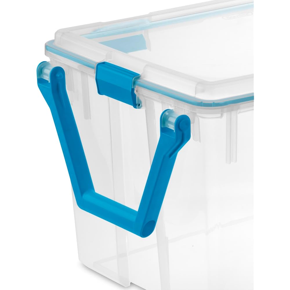 Sterilite 120 Qt Wheeled Gasket Box, Stackable Storage Bin with Latching Lid, Handle and Tight Seal, Plastic Container with Clear Base and Lid, 3-Pack: Home & Kitchen