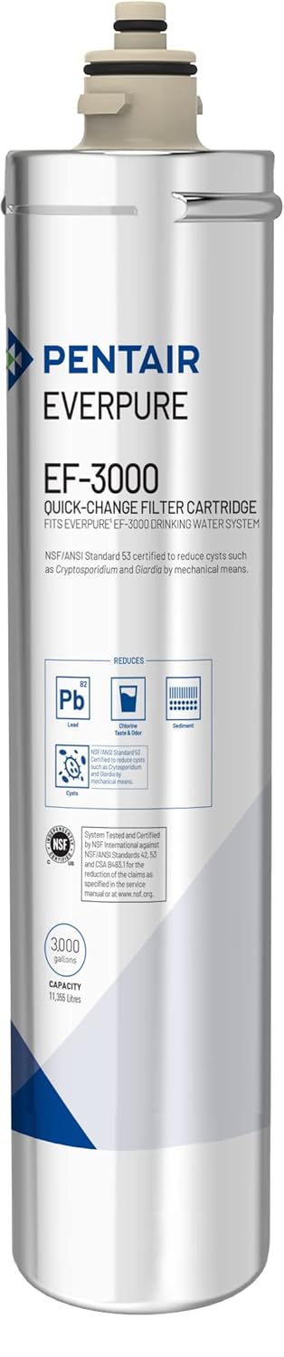 Pentair Everpure EF-3000 Full Flow Replacement Cartridge, EV985750, For Use in Everpure Full Flow Drinking Water System, 3,000 Gallon Capacity, 0.5 Micron : Patio, Lawn & Garden