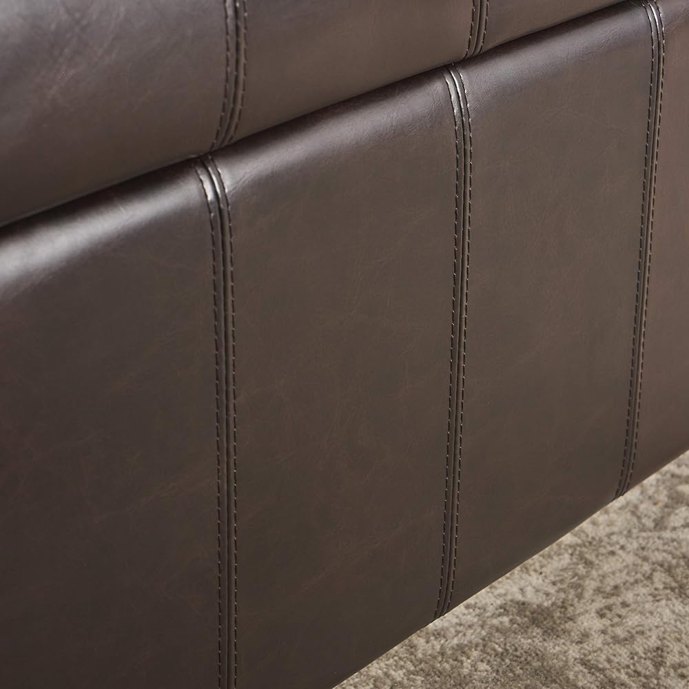 Christopher Knight Home Alexandria Bonded Leather Storage Ottoman, Marbled Brown , 31” x 31”x 18.6” : Home & Kitchen
