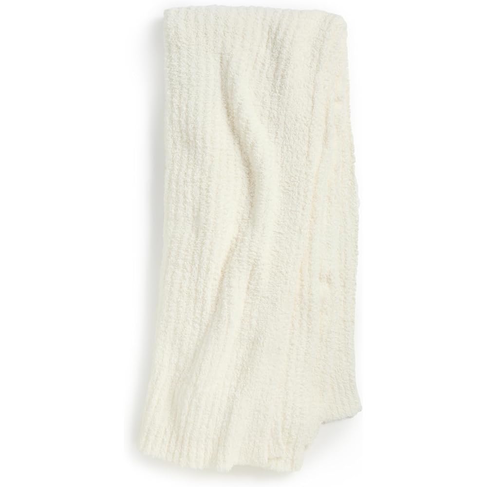 Barefoot Dreams Women's CozyChic Ribbed Throw, White, One Size : Home & Kitchen