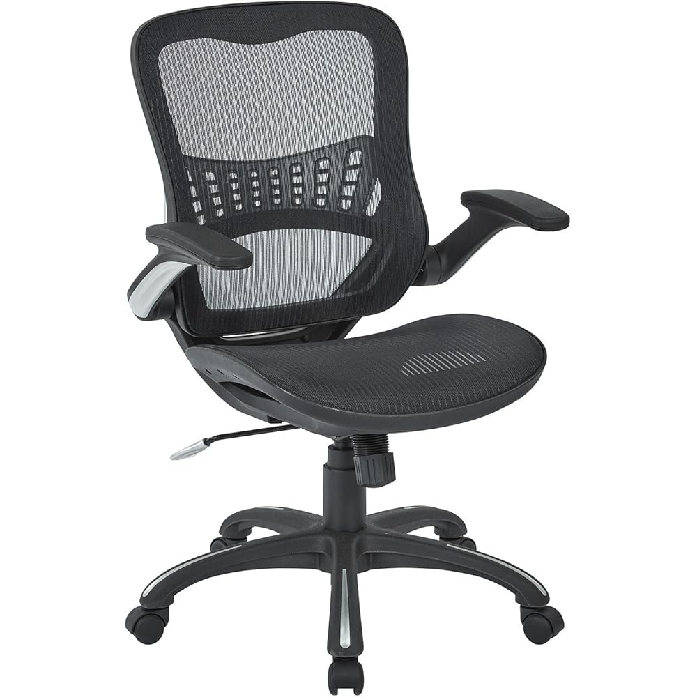 Office Star Ventilated Manager's Office Desk Chair with Breathable Mesh Seat and Back, Black Base, Black : Home & Kitchen