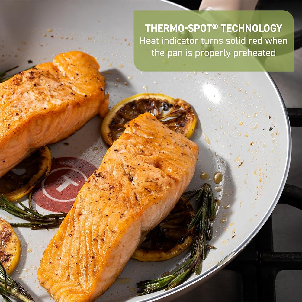 T-Fal Refresh Ceramic Pots and Pans Set, 20-Piece Nonstick Cookware Set, Stockpot, Griddle, Frying Pans, Utensils, Moon Grey: Home & Kitchen