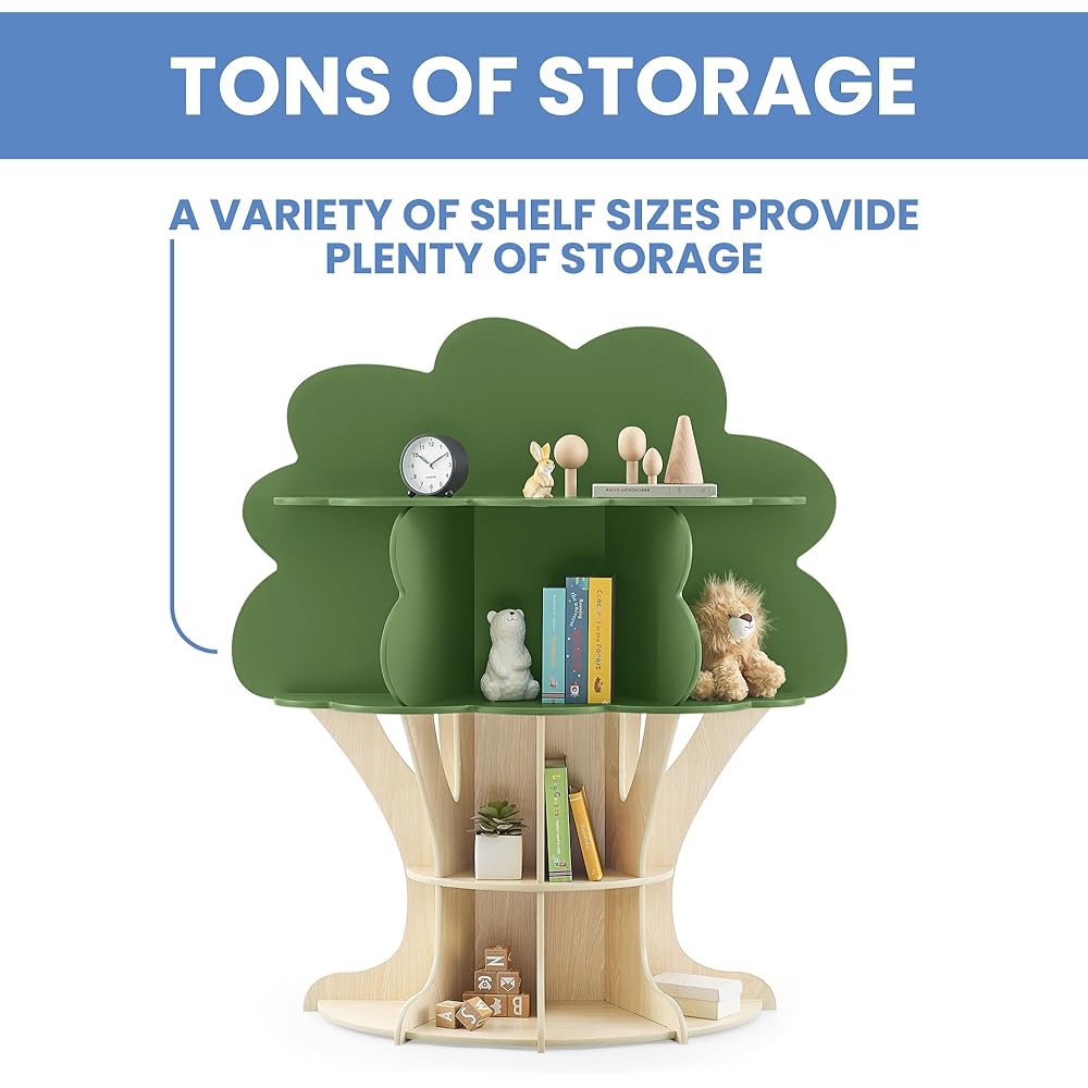Delta Children Tree Bookcase - Greenguard Gold Certified, Fern Green/Crafted Natural : Home & Kitchen