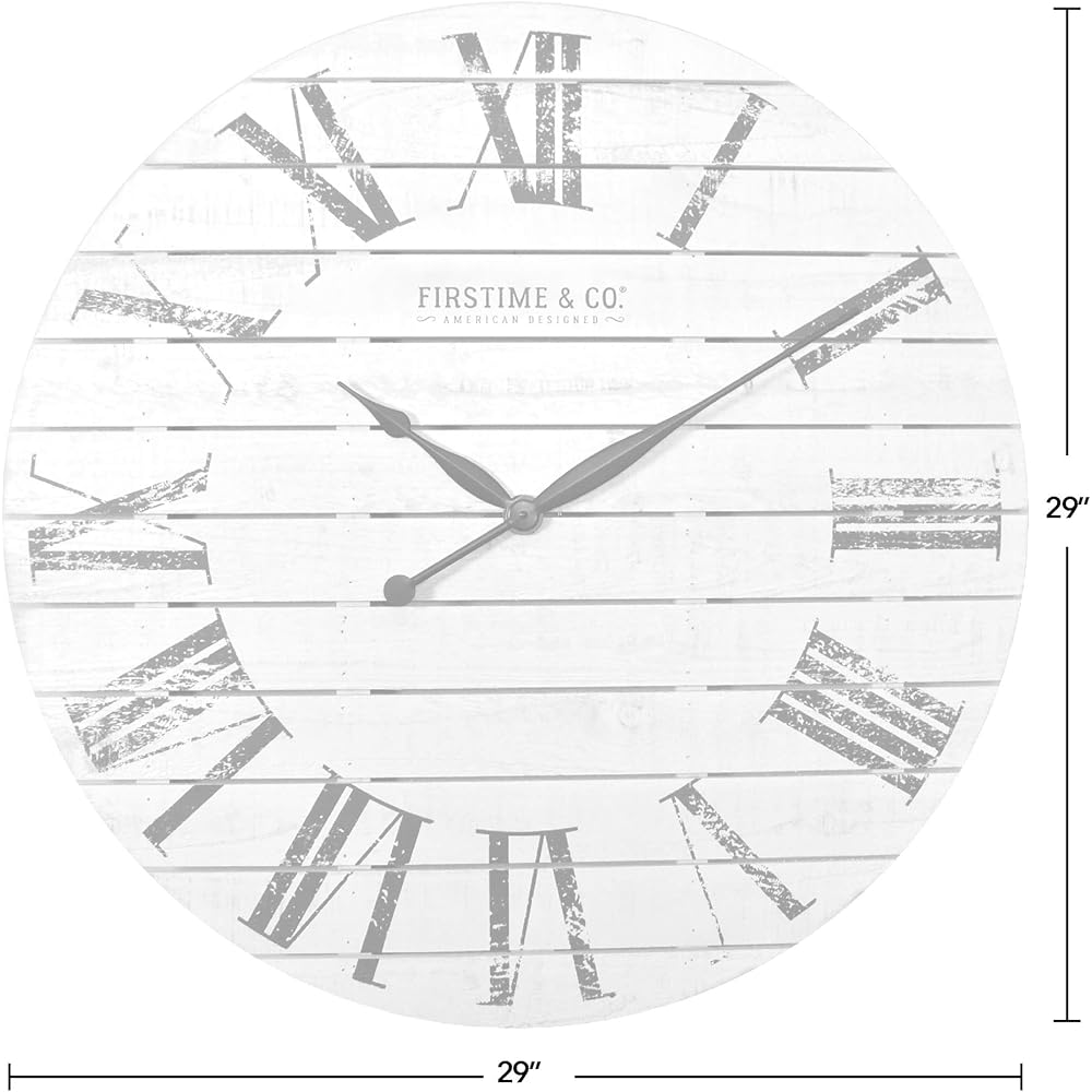 FirsTime and Co. Farmhouse Shiplap Wall Clock, American Crafted, White, Wood, 29 x 2 x 29 in White : Home & Kitchen