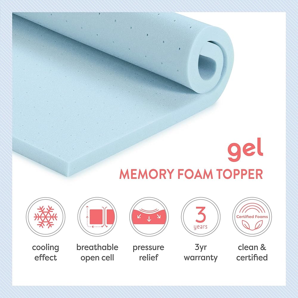Best Price Mattress 4 Inch Ventilated Memory Foam Mattress Topper, Cooling Gel Infusion, CertiPUR-US Certified, Dorm Essentials, Full : Home & Kitchen