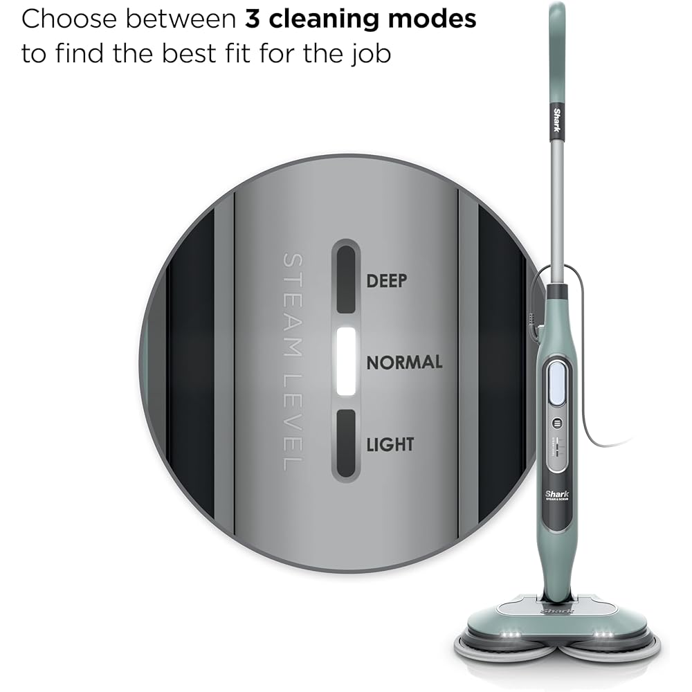 Shark Steam & Scrub Steam Mop, All-in-One Scrubbing and Sanitizing Hard Floor Cleaner, LED Headlights, 4 Dirt Grip Soft Scrub Pads Included, XL Water Tank, Swivel Steering, Hawaiian Grey, S8001