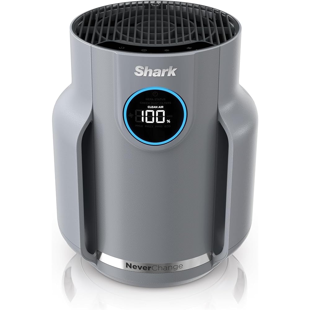 Shark NeverChange Air Purifier Compact Pro with Long-lasting HEPA Exceeding Filtration, For Pet Dander, Dust, Smoke, Allergens, Up to 250 sq. ft. for Bedroom, Home Office, Dorm, HP071BRN (2025)