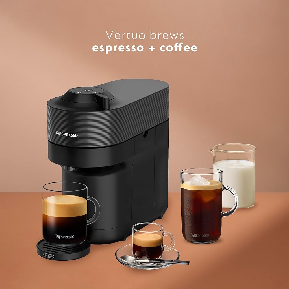 Nespresso Vertuo Pop+ Coffee and Espresso Machine by De'Longhi with Aeroccino Milk Frother, Liquorice Black: Home & Kitchen