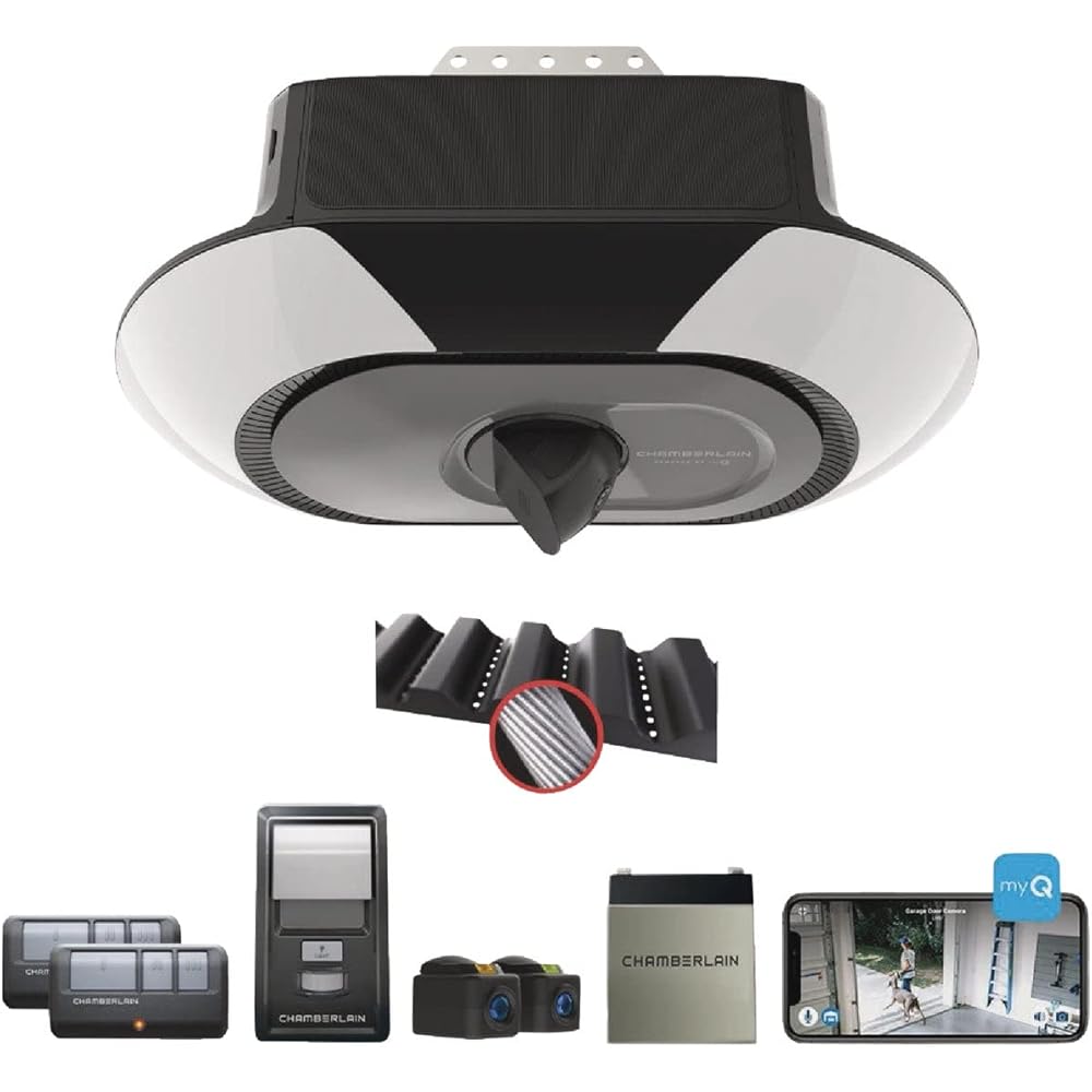 Chamberlain B6753T Smart Garage Door Opener, Video Streaming & Advanced Corner LED Lighting-myQ Smartphone Controlled-Ultra Quiet, Strong Belt Drive & MAX Lifting Power -