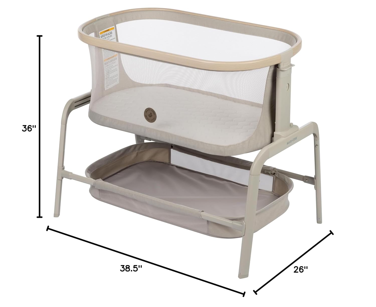 Maxi-Cosi Iora Baby Bassinets Bedside Sleeper, Portable Bassinet, Infant Bedside Sleeper Crib, Height Adjustable, Breathable Mesh, Large Storage Basket, Classic Oat : Baby