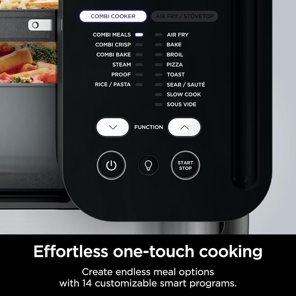 Ninja Combi All-in-One Multicooker, Oven, & Air Fryer, Complete Meals in 15 Mins, 14-in-1 Functions, Combi Cooker + Air Fry, Bake, Roast, Slow Cook and More, 3 Accessories, Stainless Steel, SFP701 : Home & Kitchen