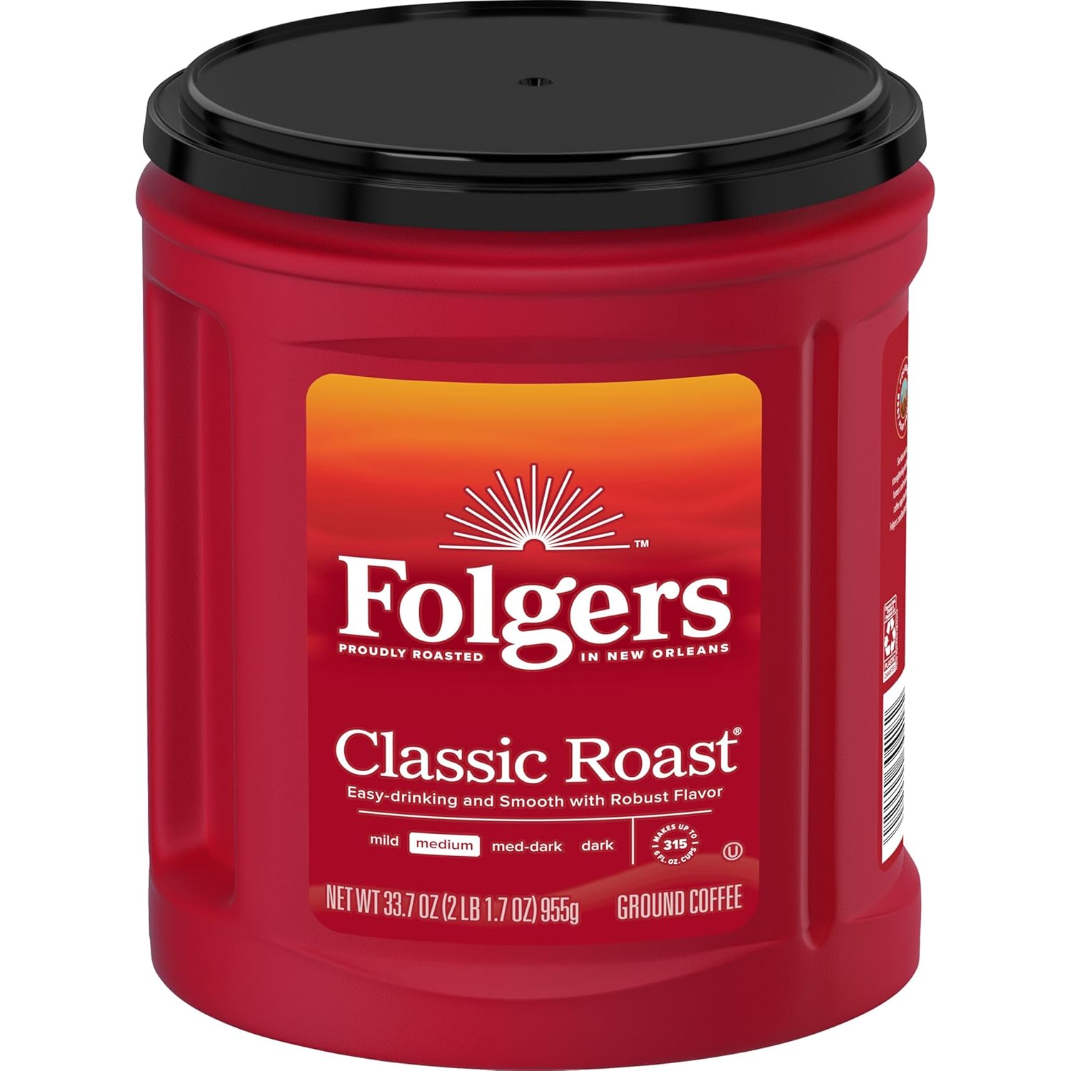 : Folgers Classic Roast Medium Roast Ground Coffee, 33.7 Ounces (Pack of 6) : Grocery & Gourmet Food