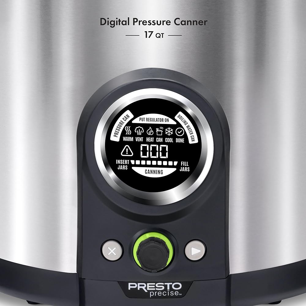 Presto 02152 17-Quart Digital Pressure Canner - Digital Display, Waterbath Capable, 10 Built-In Safety Features, Recipe Book, Stainless Steel: Home & Kitchen