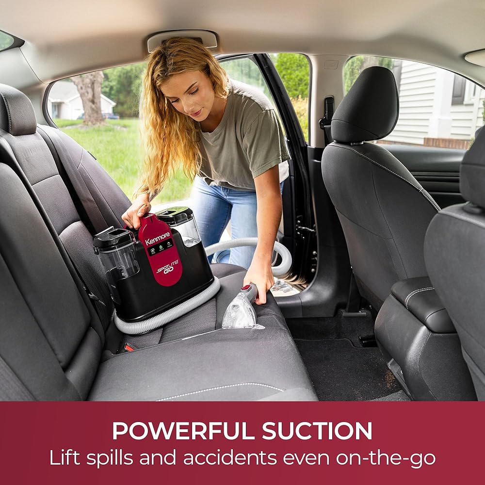 - Kenmore KW1050 SpotLite™ Go Portable Heated Carpet & Upholstery Spot Cleaner, 16Kpa Power Suction with Versatile Tools for Pets, Area Rugs and Couches