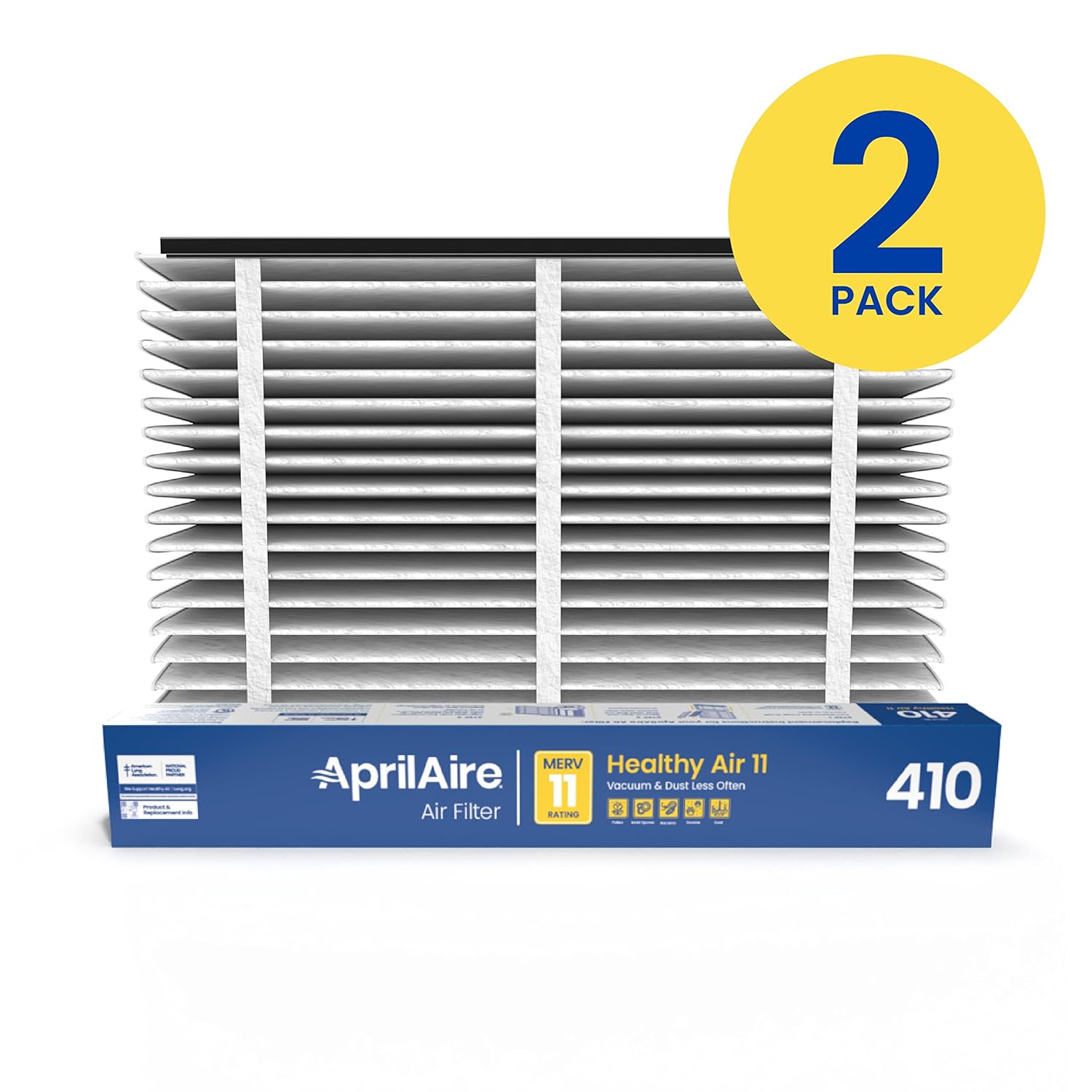 AprilAire 410 Replacement Filter for AprilAire Whole House Air Purifiers - MERV 11, Clean Air & Dust, 16x25x4 Air Filter (Pack of 2) : Home & Kitchen