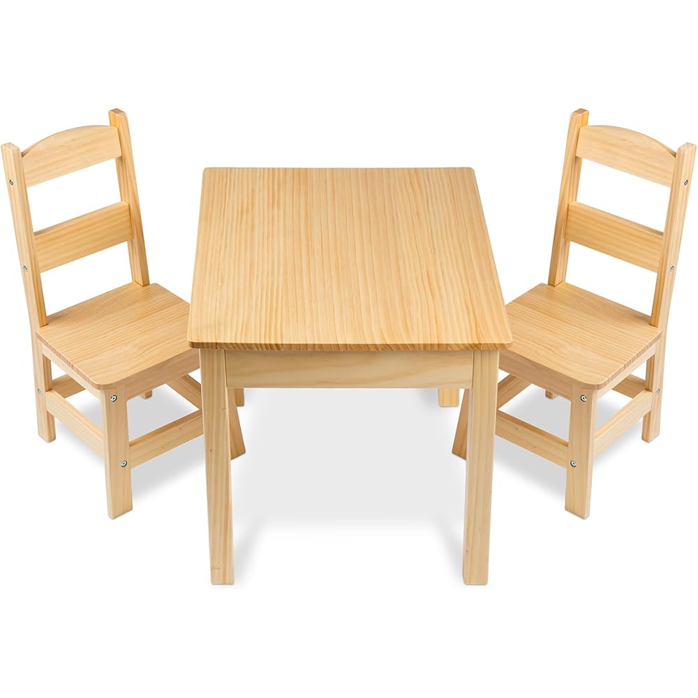 Melissa & Doug Solid Wood Table and 2 Chairs Set - Light Finish Furniture for Playroom : Melissa & Doug