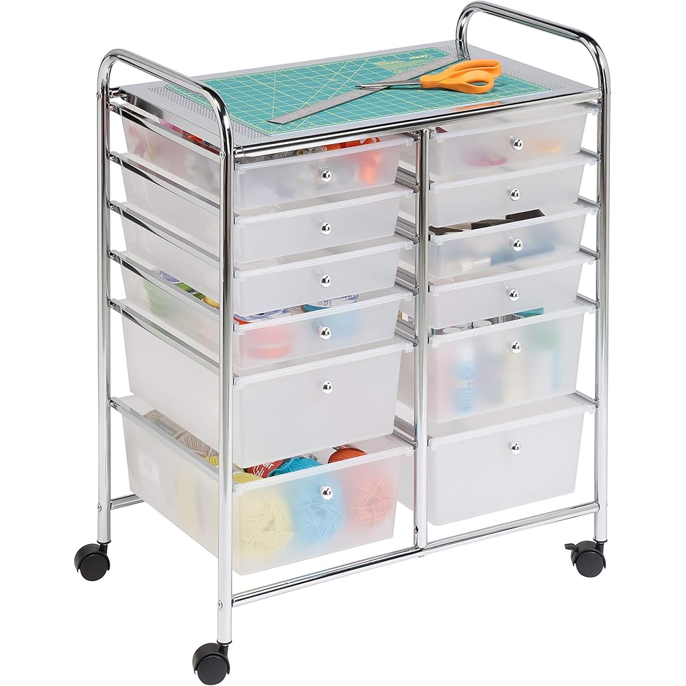 Honey-Can-Do Rolling Storage Cart and Organizer with 12 Plastic Drawers : Office Products