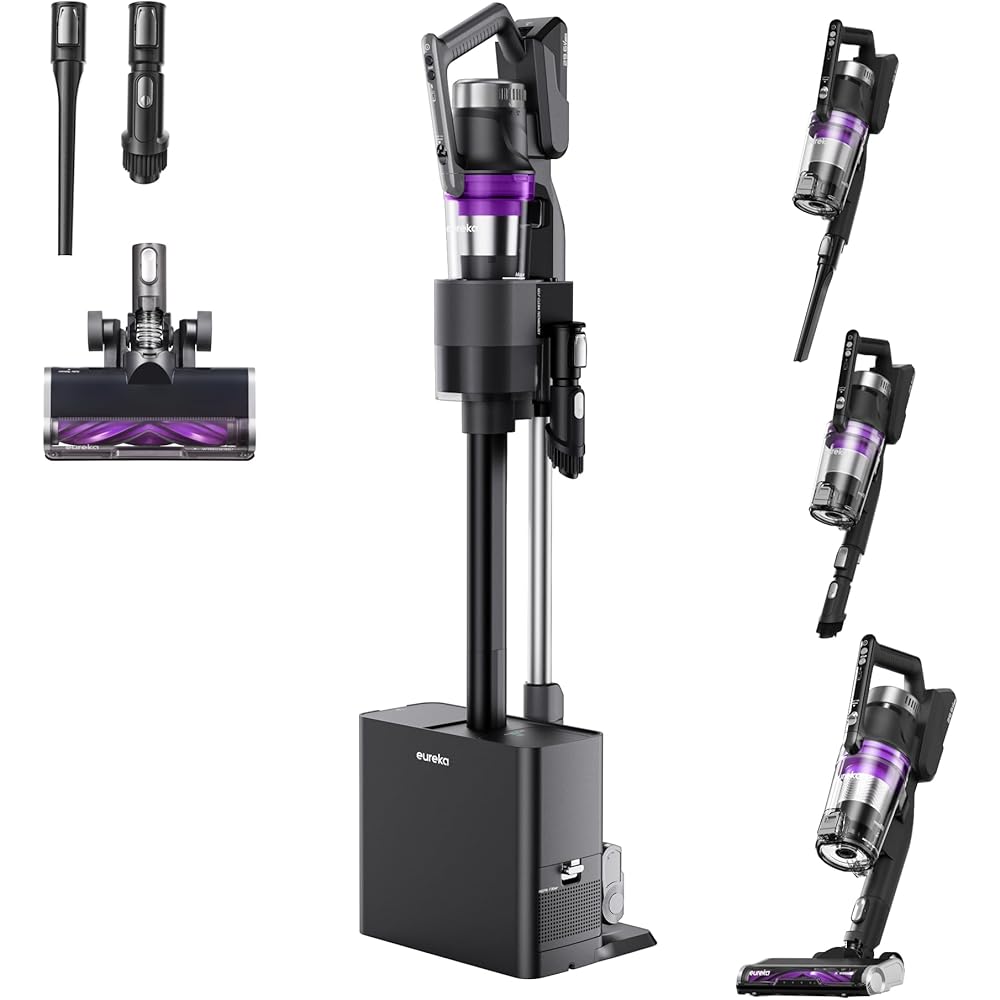 - Eureka Cordless Vacuum Cleaner Lightweight, Stick Vacuum Rechargeable for Hardwood, Pet Hair, Blue w/Clean Station, Stylus Elite NEC490SE