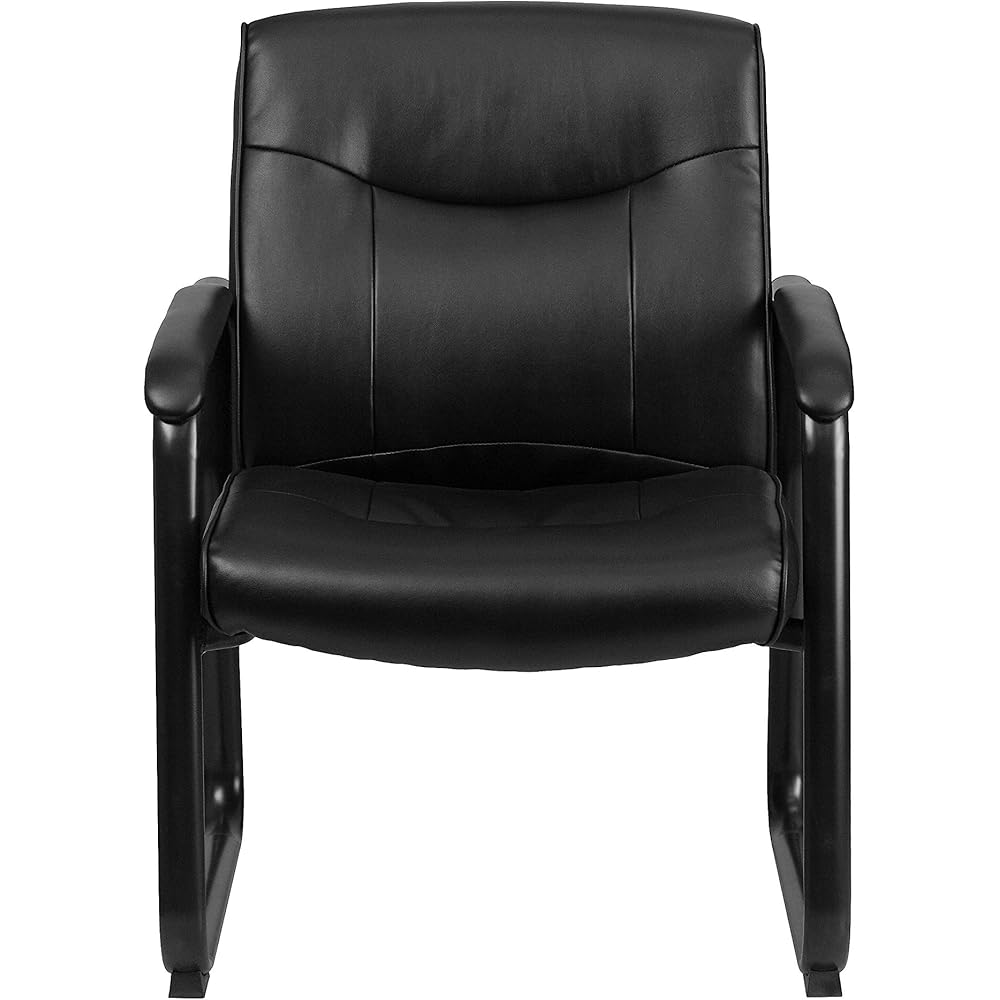 Flash Furniture Hercules Series Big & Tall LeatherSoft Executive Side Reception Chair, Padded Lobby Chair with 500-lb. Static Weight Capacity, Black : Office Products