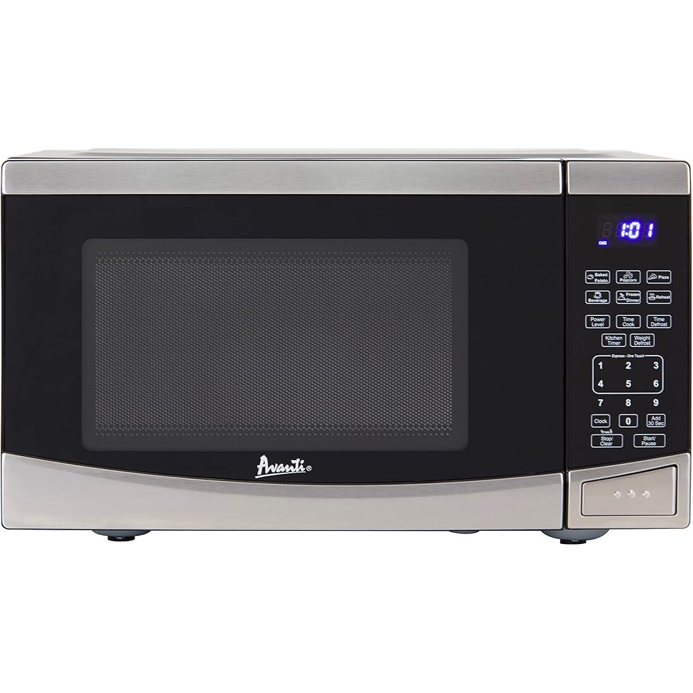 Avanti MT09V3S Microwave Oven 900-Watts Compact with 10 Power Levels and 6 Pre Cooking Settings, Speed Defrost, Electronic Control Panel and Glass Turntable, 0.9-Cu.Ft, Stainless Steel : Home & Kitchen