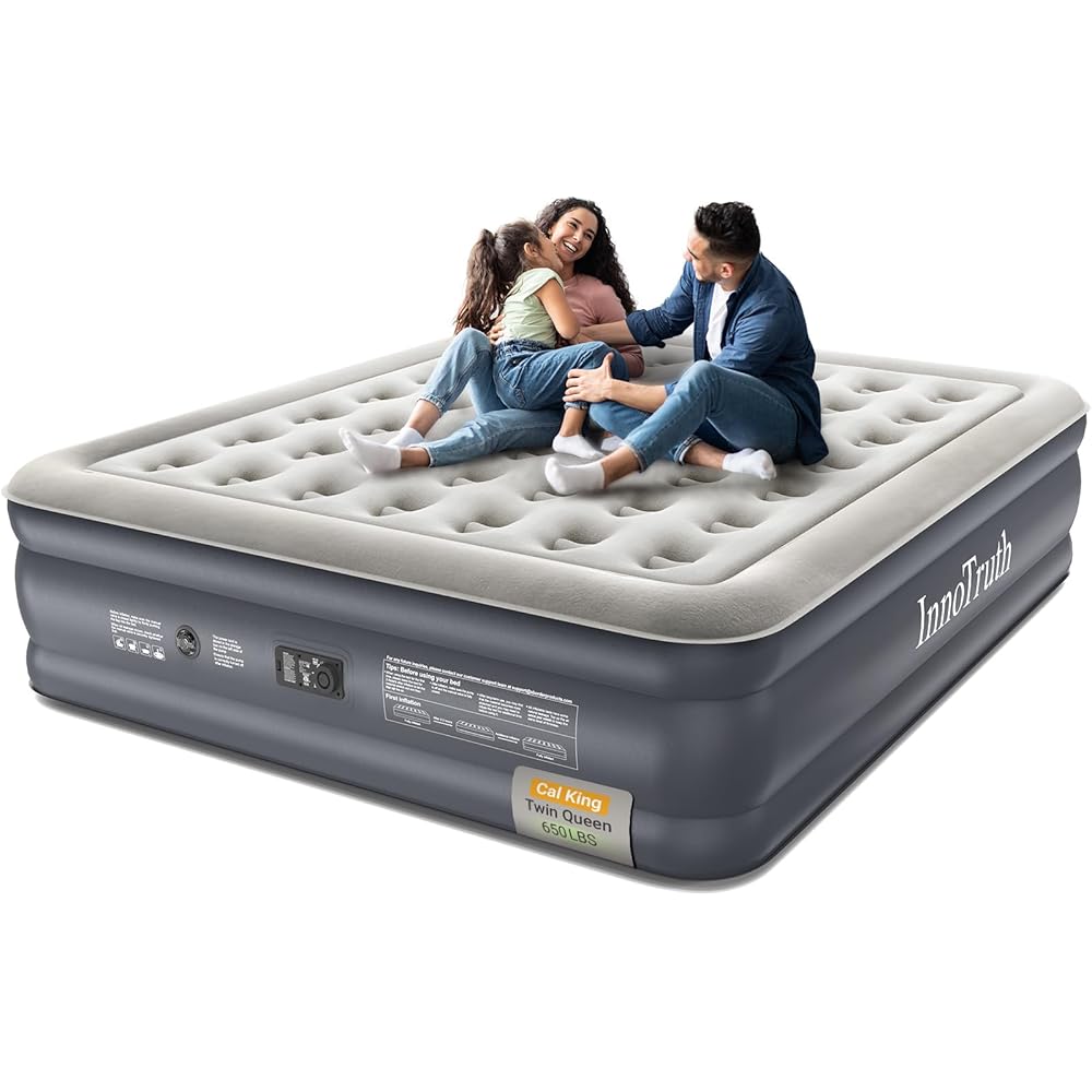 InnoTruth California King Air Mattress with Built in Pump, Inflatable Blow up Mattress, 18