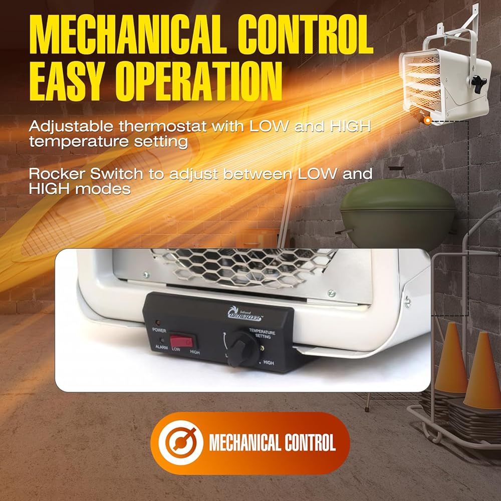 Dr. Infrared Heater DR-966 240-Volt Hardwired Shop Garage Commercial Heater, 3000 Watt / 6000 Watt