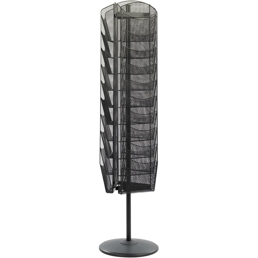 Safco Onyx Rotating Mesh Magazine Holder, Display Rack with 30 Pockets, Brochure Organizer, Commercial-Grade Steel Construction, Black : SAFCO Products: Everything Else