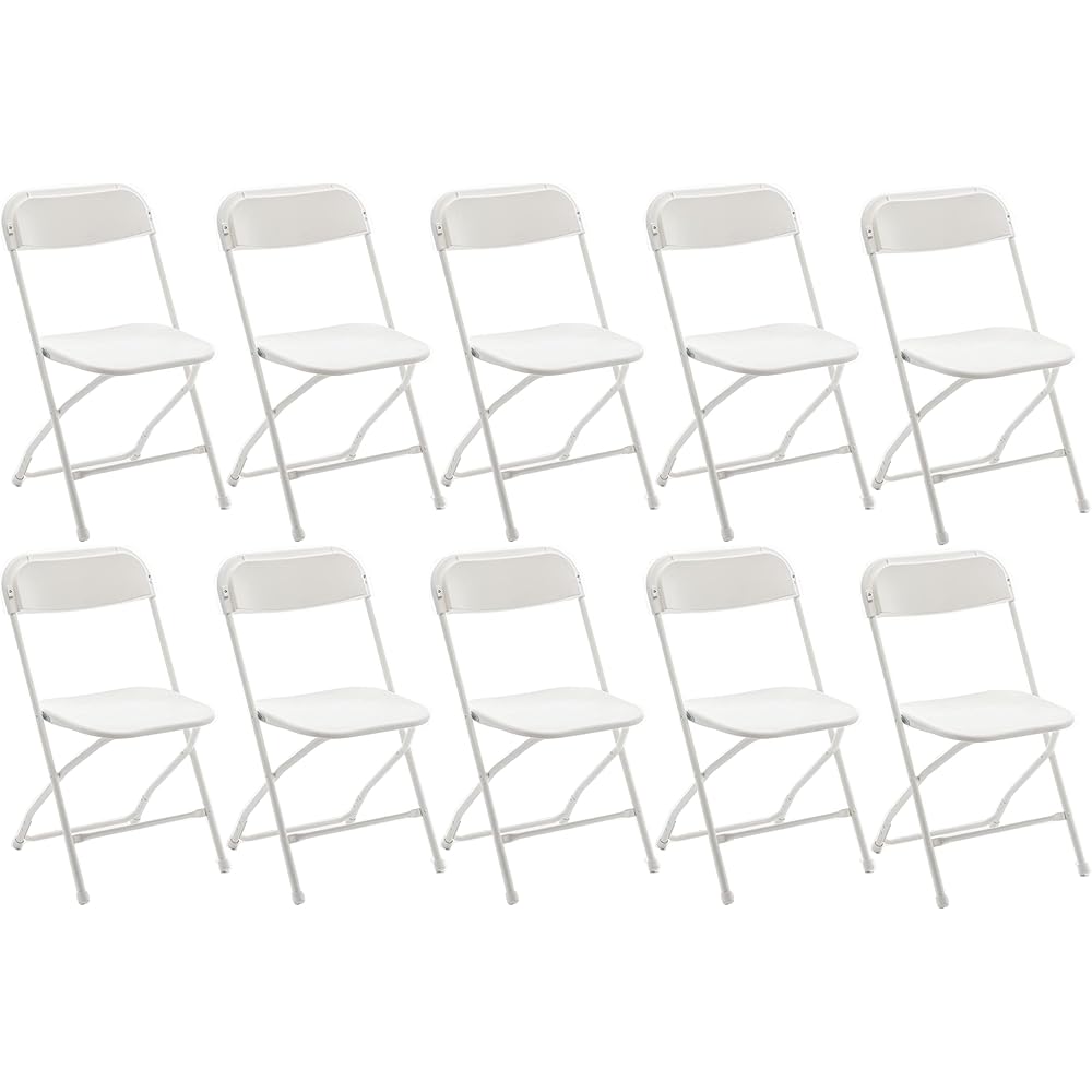 BTEXPERT Set of 10, White Plastic Folding Chairs Steel Frame Commercial 650LB High Weight Capacity Event Chair Lightweight for Office Wedding Party Picnic Kitchen Dining Church School - 10 : Home & Kitchen