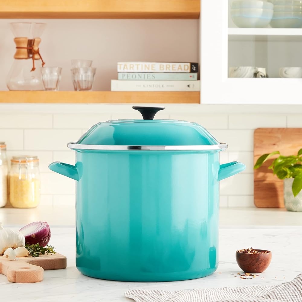 Le Creuset Enamel On Steel Stockpot, 10 qt., Caribbean: Home & Kitchen