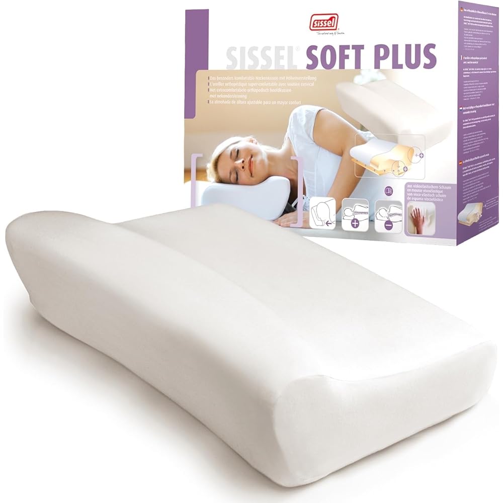 SISSEL Soft Plus Orthopedic Neck Pillow | Viscoelastic Memory Foam for Perfect Sleep Comfort | Adjustable Height | Soft Velour Cover | Ideal for Neck Pain | 5-Year Warranty : Home & Kitchen