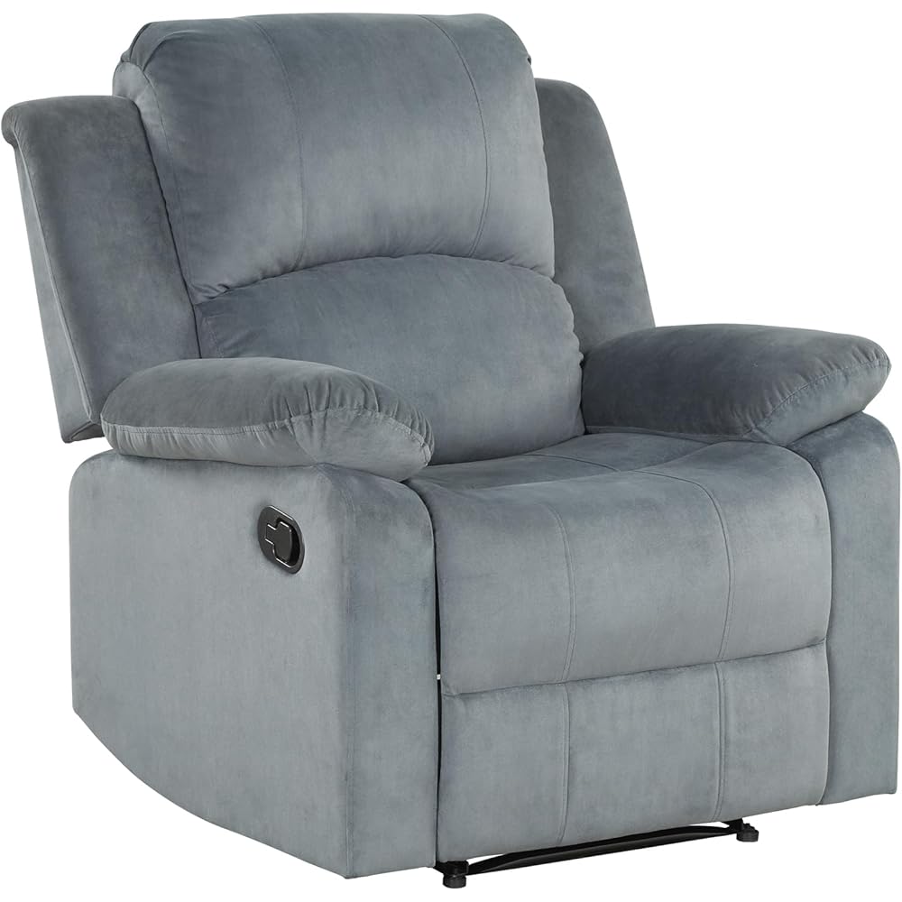 Phoenix Home Fabric Manual Recliner Chair for Adults, Comfy Reclining Chairs with Overstuffed Arm and Back, Single Sofa for Living Room, Grey : Home & Kitchen