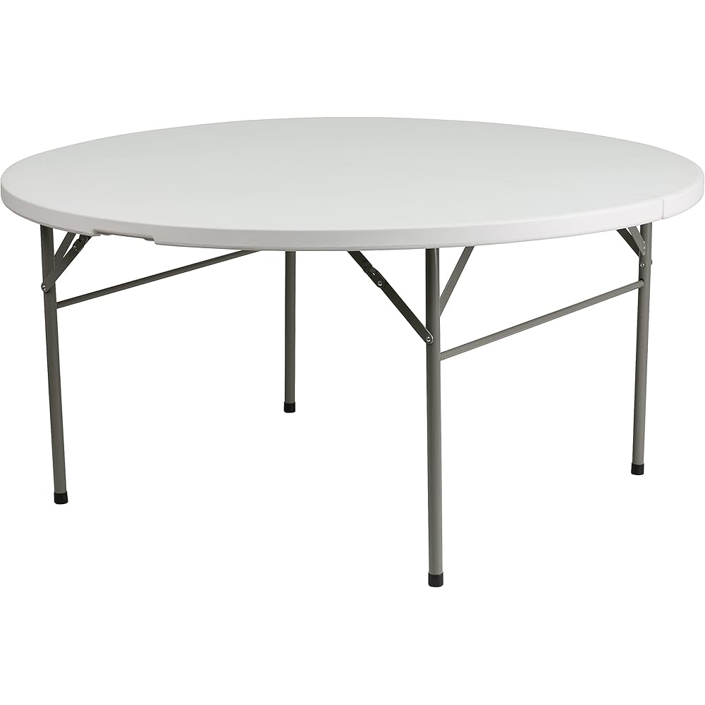 Flash Furniture Scarborough 5' Round Plastic Folding Table with Carrying Handle, Plastic Foldable Table for Indoor/Outdoor Events, White : Flash Furniture: Home & Kitchen