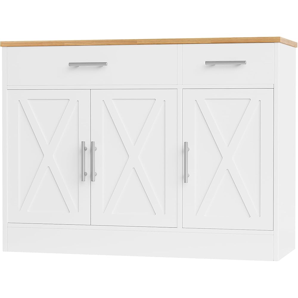 - Shintenchi Modern Farmhouse Sideboard Buffet Cabinet with Storage with 3 Doors,42