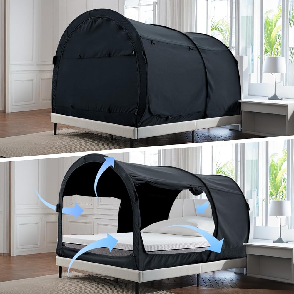 Alvantor Bed Canopy Bed Tents Dream Tents Privacy Space Twin Size Sleeping Tents Indoor Pop Up Portable Frame Curtains Breathable Grey Cottage (Mattress Not Included) Reducing Light : Home & Kitchen