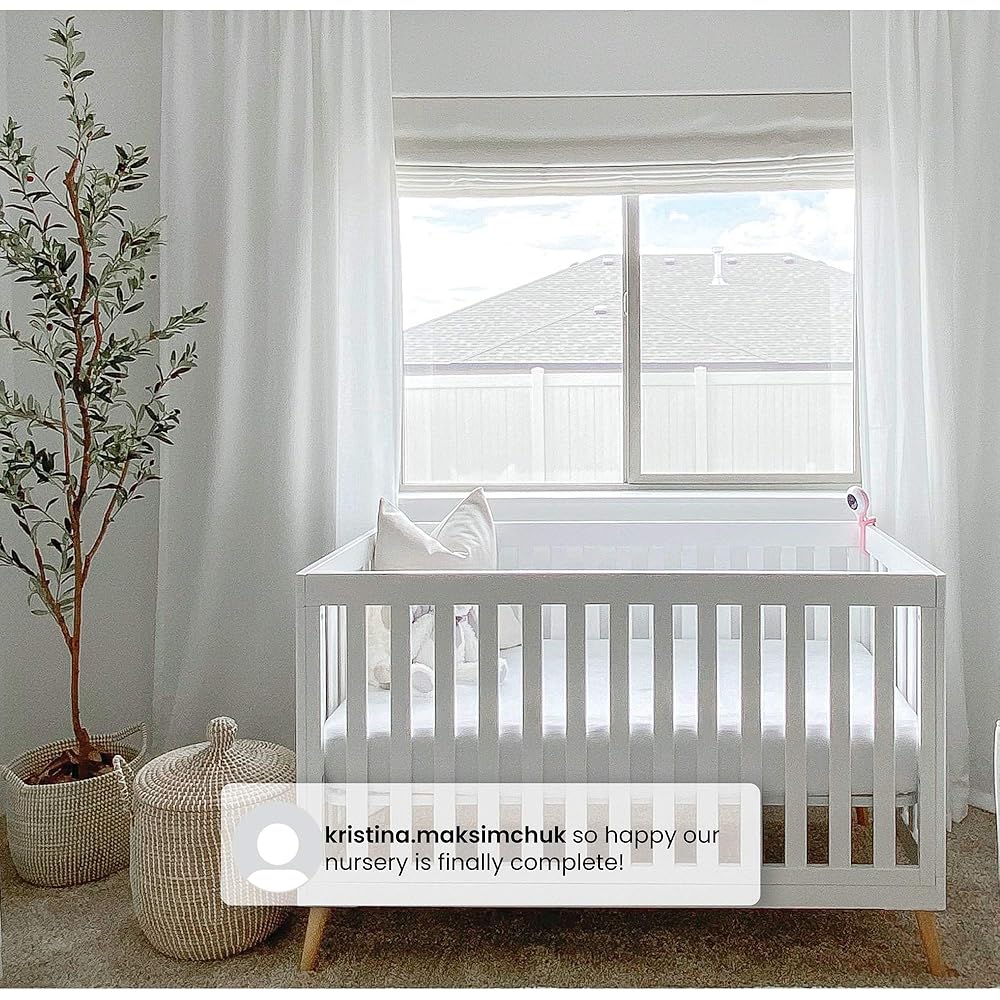 Delta Children Essex 4-in-1 Convertible Baby Crib, Bianca White with Natural Legs : Baby