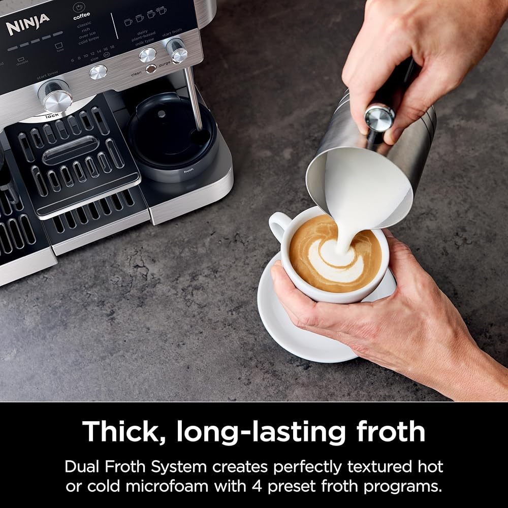 Ninja | Espresso Machine and Drip Coffee Maker| Luxe Café Premier Series | Integrated Coffee Grinder, Milk Frother, Assisted Tamper & Built-In Espresso Accessory Storage | Stainless Steel | ES601: Home & Kitchen
