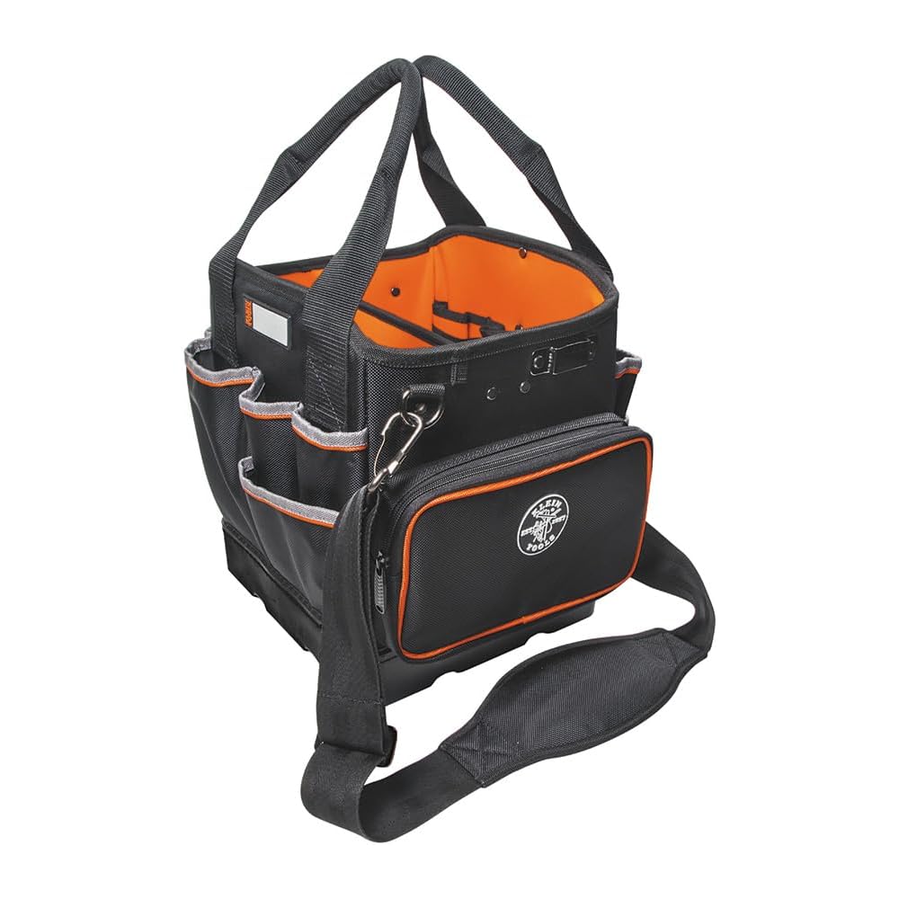Klein Tools 5541610-14 Tool Bag with Shoulder Strap Has 40 Pockets for Tool Storage and Orange Interior -