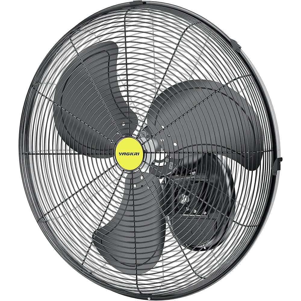 VAGKRI Wall Mount Fan, 20 Inch High Velocity Metal Oscillating Fan, 3 Speeds, 5300CFM Industrial Wall Fan for Home Office Patio Garage Factory Greenhouse Warehouse Farm : Home & Kitchen