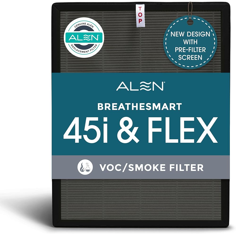 Alen 45i & Flex Replacement Air Filter, VOC & Smoke, B4- VOC/Smoke H13 True HEPA + Carbon Filter for BreatheSmart 45i & Flex Air Purifier- Captures Dust + VOCs & Wildfire & Cigarette Smoke : Home & Kitchen