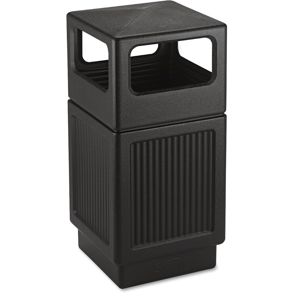 Safco Canmeleon Trash Can, 38 Gallons, Indoor and Outdoor Use, Durable & Weather-Resistant Commercial Garbage Can, Black : Industrial & Scientific