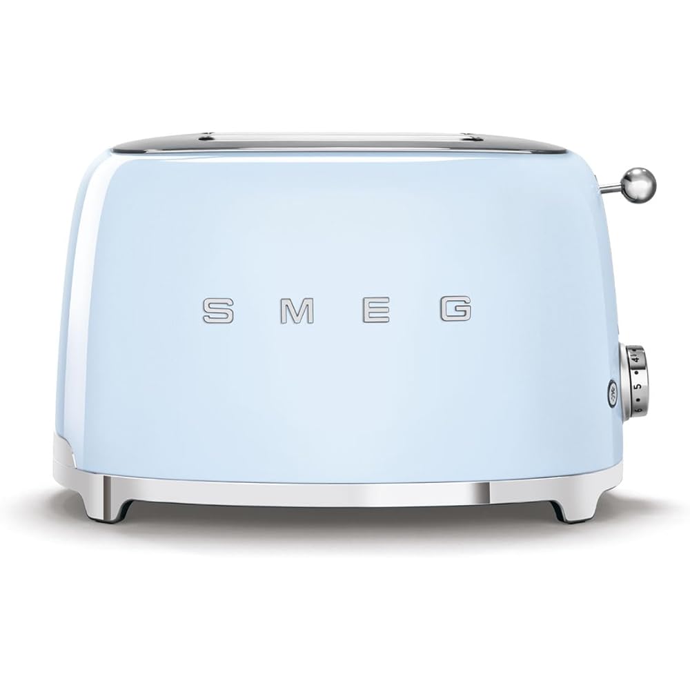 SMEG 2 Slice Toaster with 6 Presets and Defrost Function and Removable Crumb Tray TSF01PBUS, Pastel Blue: Home & Kitchen