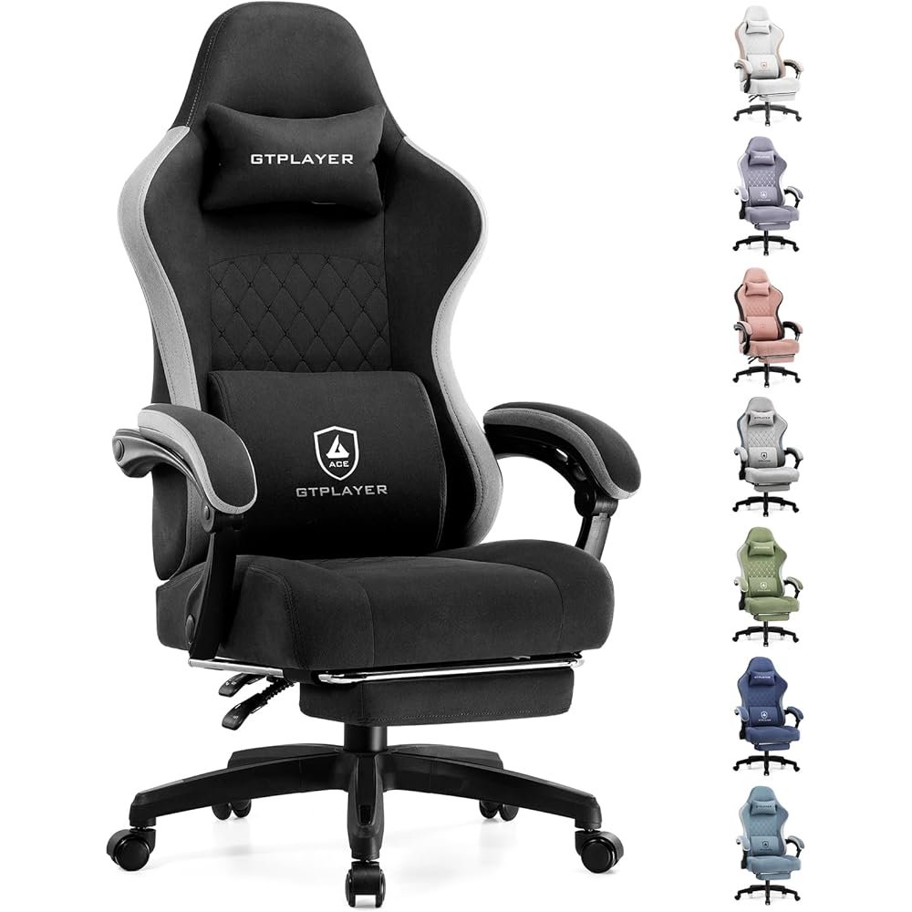 GTPLAYER Gaming Chair, Computer Office Chair with Pocket Spring Cushion, Linkage Armrests and Footrest, High Back Ergonomic Computer Chair with Lumbar Support Task Chair with Footrest(Black) : Home & Kitchen