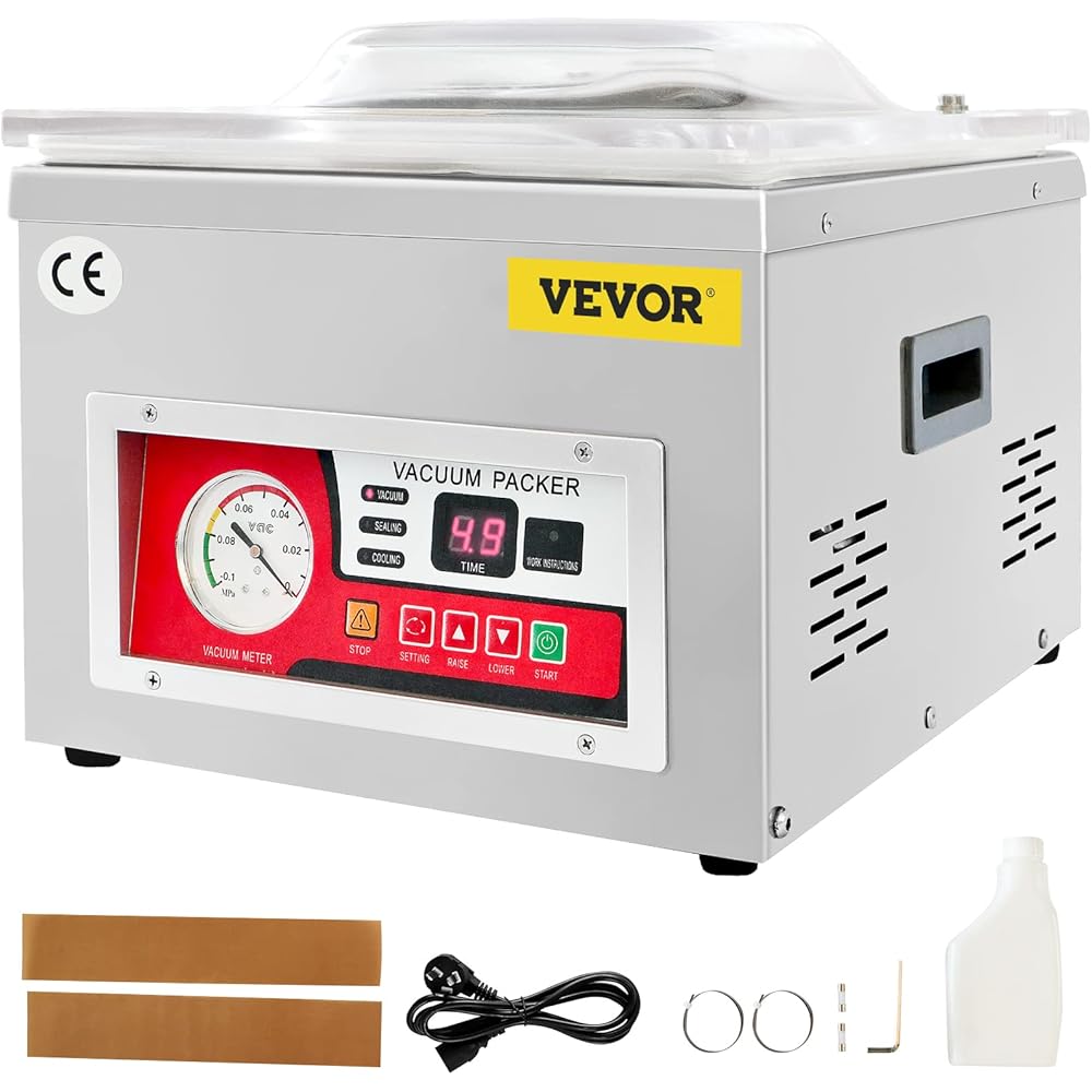 VEVOR Chamber Vacuum Sealer, DZ-260A 6.5 cbm/h Pump Rate, Excellent Sealing Effect with Automatic Control, 110V/60Hz Professional Foods Packaging Machine Used for Fresh Meats (260W): Home & Kitchen