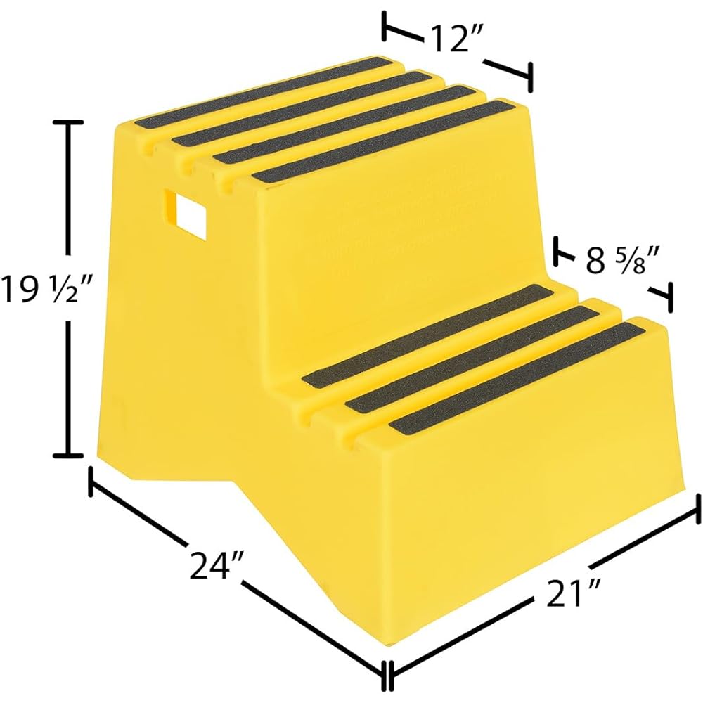 Vestil VST-2-Y Polyethylene Step Stool, 2 Step, Yellow : Office Products