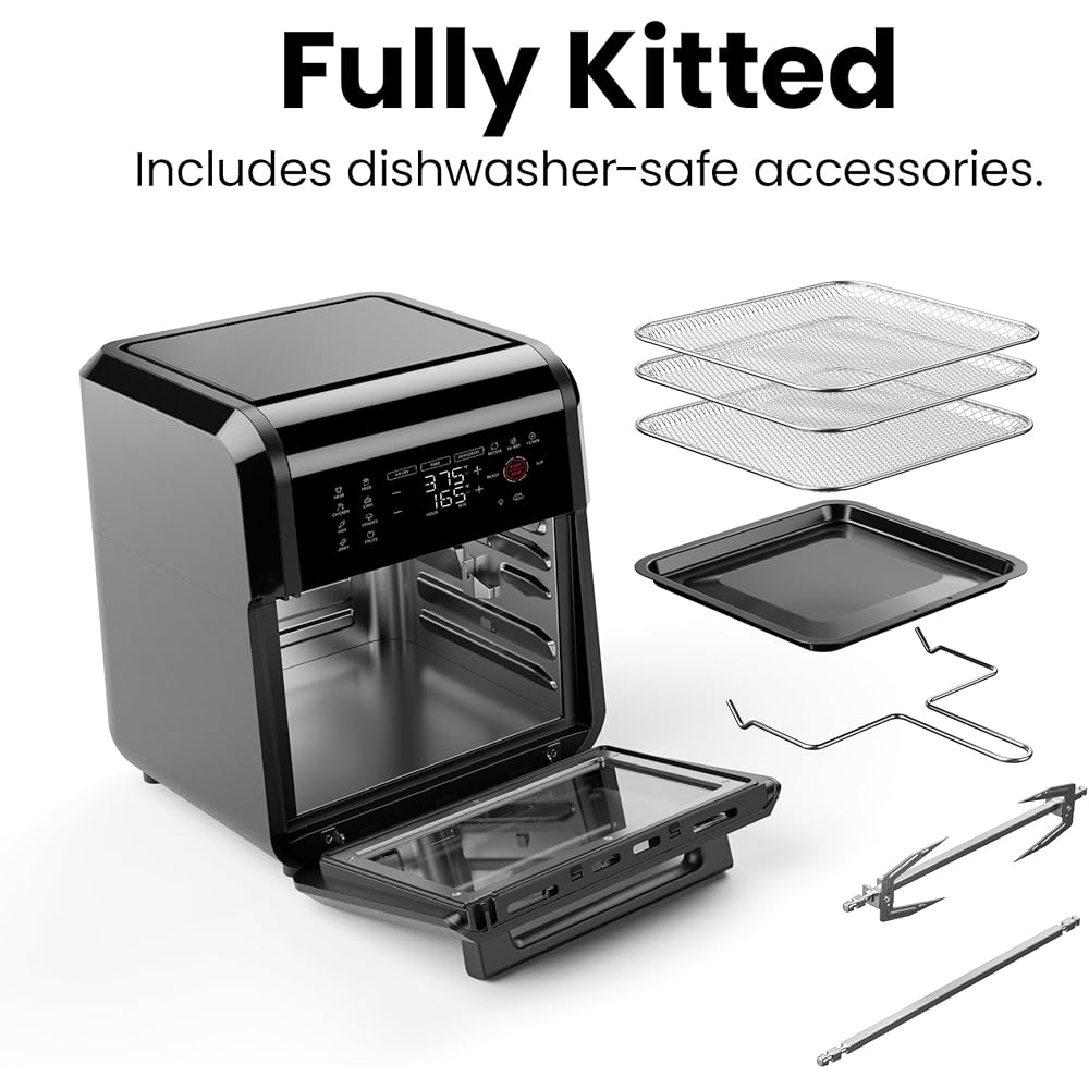 Chefman 12-Quart 6-in-1 Air Fryer Oven with Digital Timer, Touchscreen, and 12 Presets - Family Size Countertop Convection Oven, Dishwasher-Safe Parts : Home & Kitchen