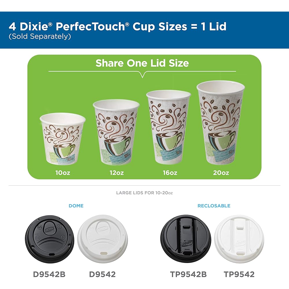 Dixie PerfecTouch 12 oz. Insulated Paper Hot Coffee Cup and Lid Set by GP PRO (Georgia-Pacific) Coffee Haze and White, 5342COMBO600, 300 Cups and 300 Lids (50 Cups and Lids Per Pack, 6 Packs Per Case) : Health & Household