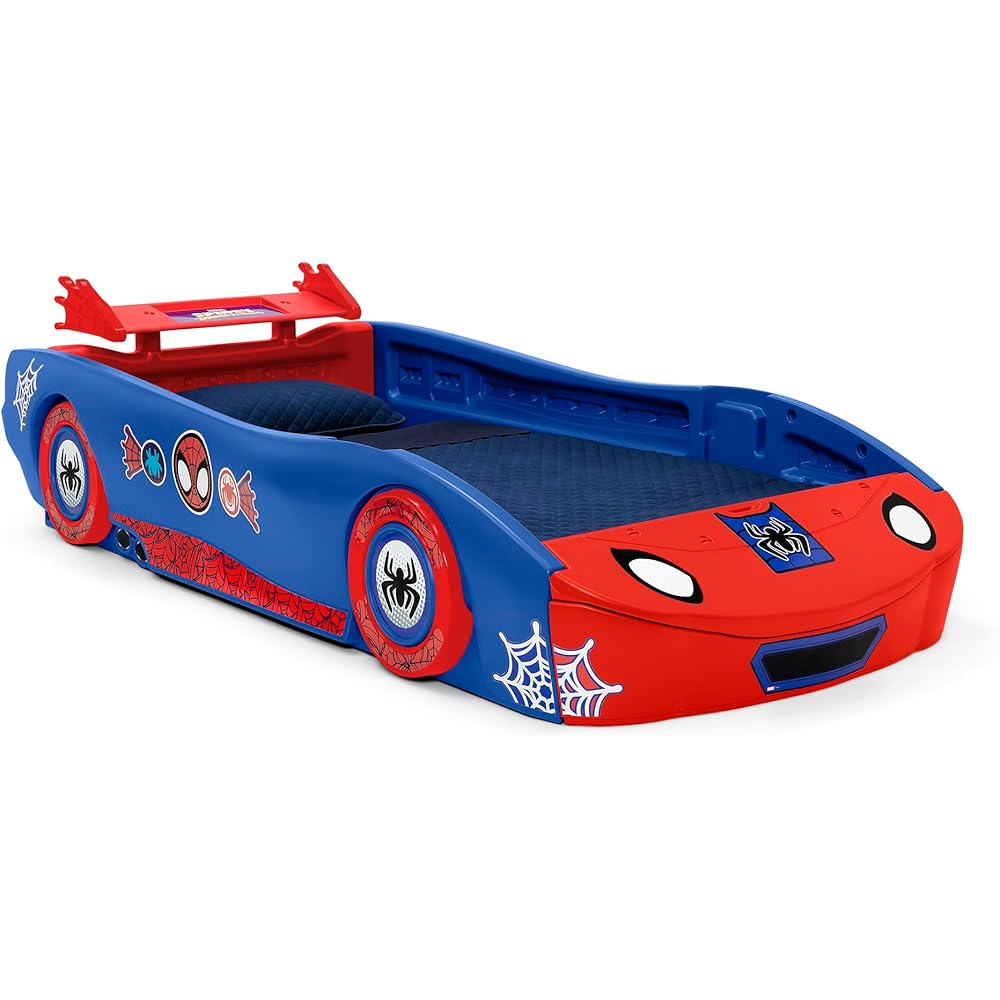 Delta Children - Spidey and His Amazing Friends Web Crawler Race Car Twin Bed, Blue/Red : Home & Kitchen