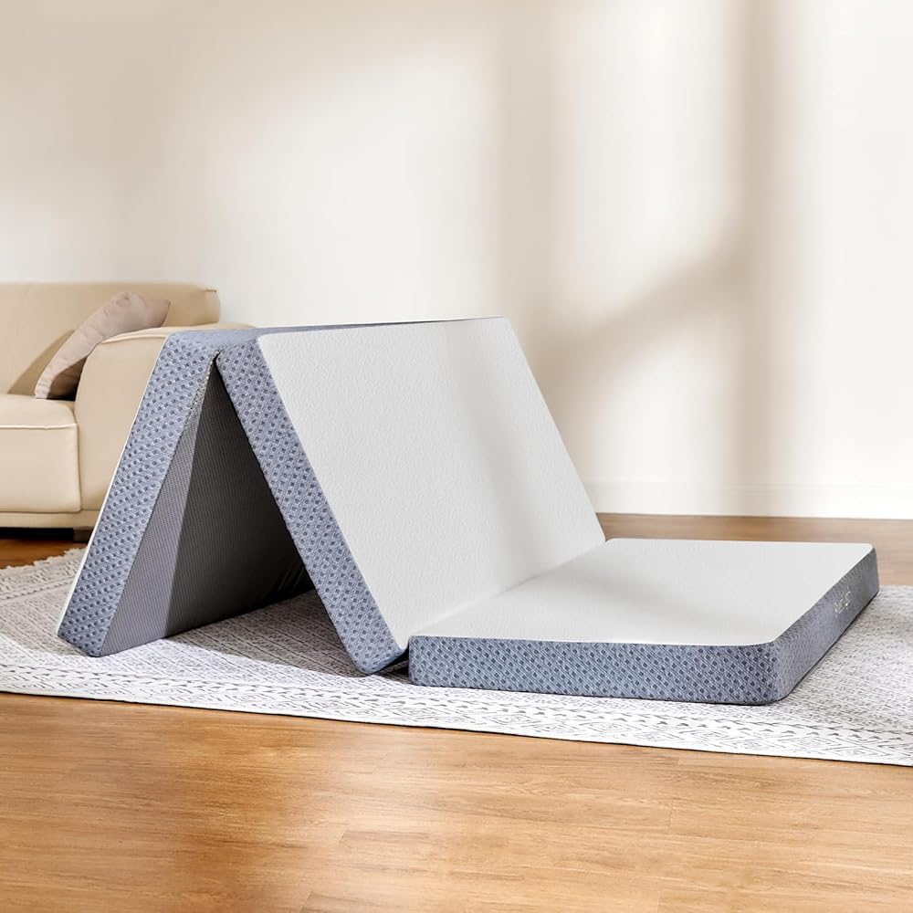 Sweetnight Tri Folding Mattress - 4-inch Foldable Mattress with a Collapsible and Washable Cover | Medium-Firm with Non-Slip Design | Suitable for RV Travel, Camping, Guest (Queen) : Home & Kitchen