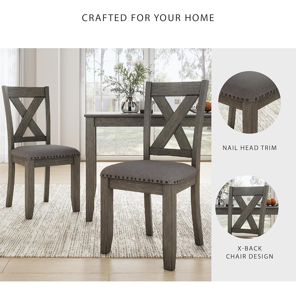 - Signature Design by Ashley Caitbrook Rustic 7 Piece Dining Set, Include Table and 6 Chairs, Gray - Table & Chair Sets